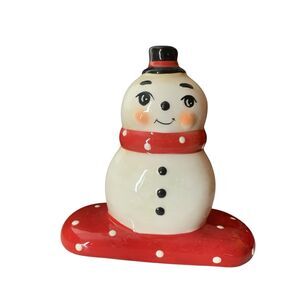 Johanna Parker Christmas Snowman Napkin Holder Holiday Kitchen Decor Polka Dots